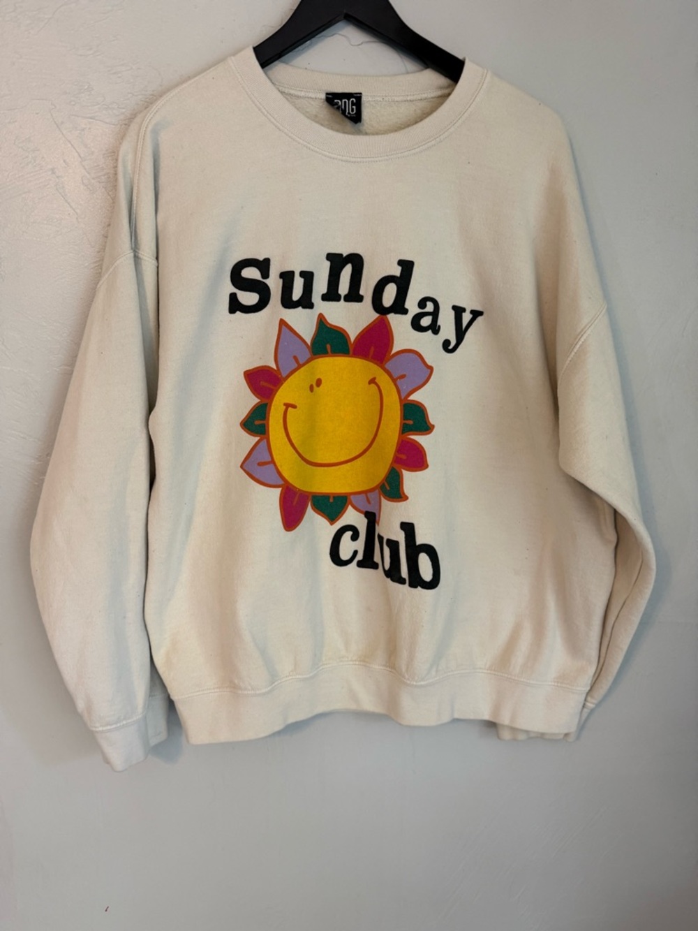 BDG Urban Outfitters Sunday Club Graphic Sweatshirt Cream Medium